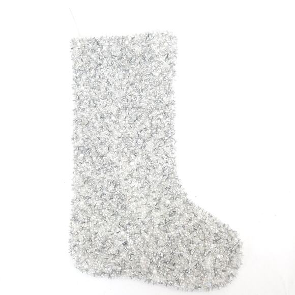 Rachel Zoe Christmas Stocking Stuffer Beaded Pearl Luxury Glam Shabby 19" EUC - Picture 3 of 10